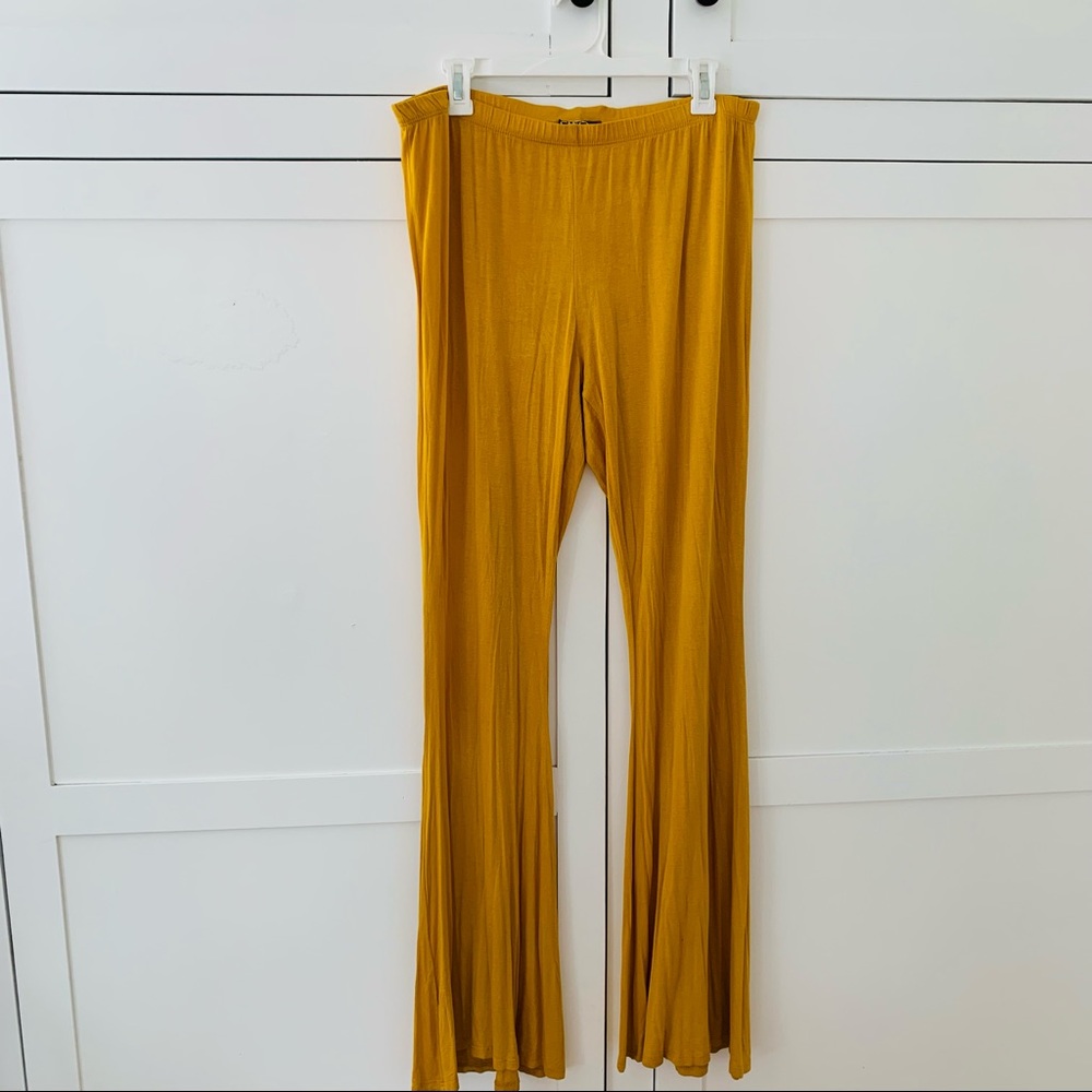Cleo Apparel Yellow High Waist Flare Leggings Size 2X